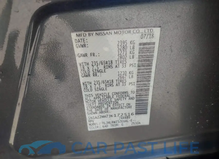 5N1AZ2MH7JN172516# 9