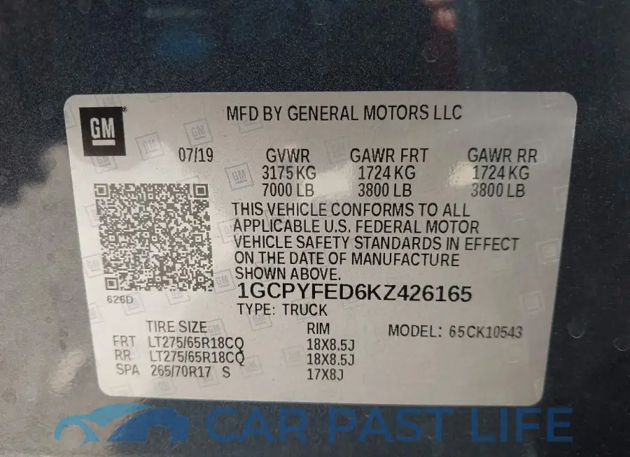 1GCPYFED6KZ426165# 9