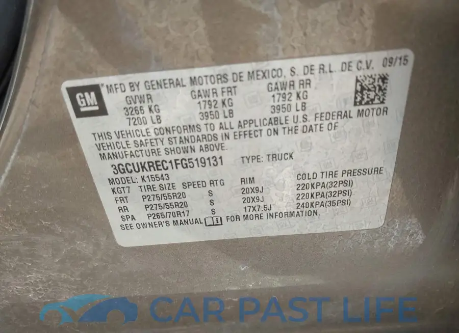3GCUKREC1FG519131# 9