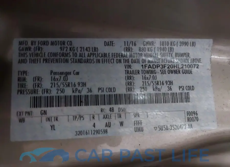 1FADP3F20HL210072# 9