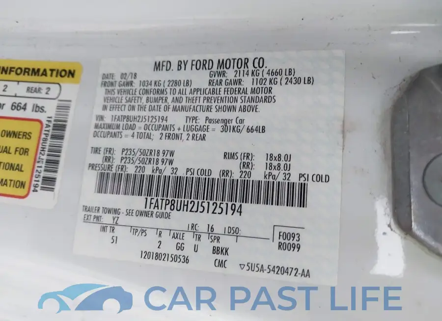 1FATP8UH2J5125194# 9