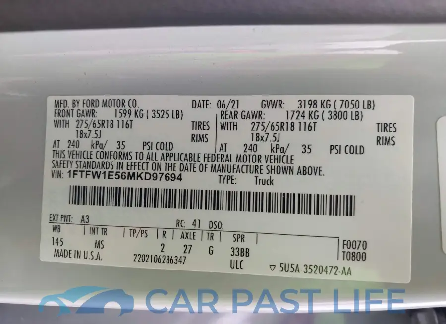 1FTFW1E56MKD97694# 9