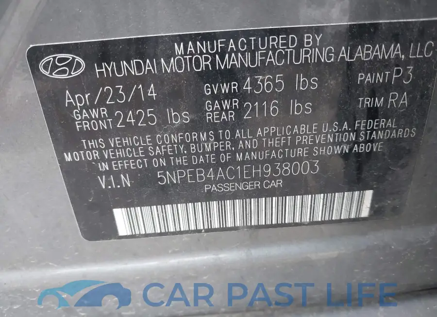 5NPEB4AC1EH938003# 9