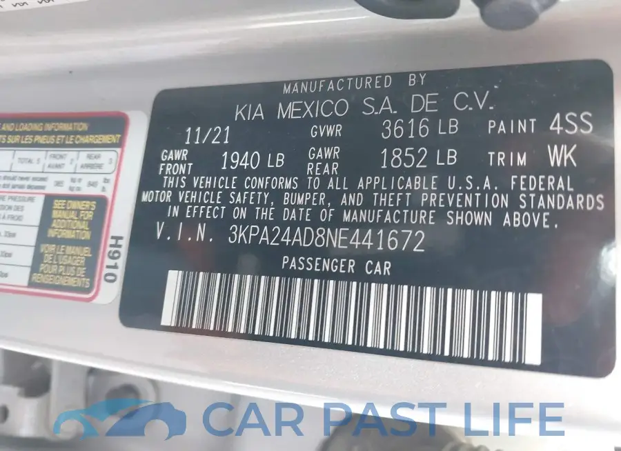 3KPA24AD8NE441672# 9