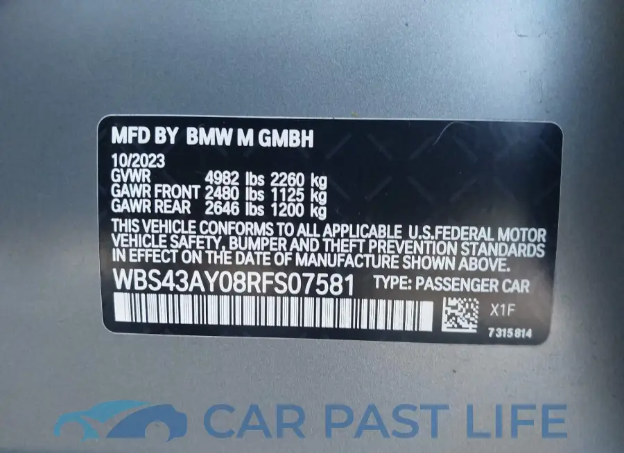 WBS43AY08RFS07581# 9