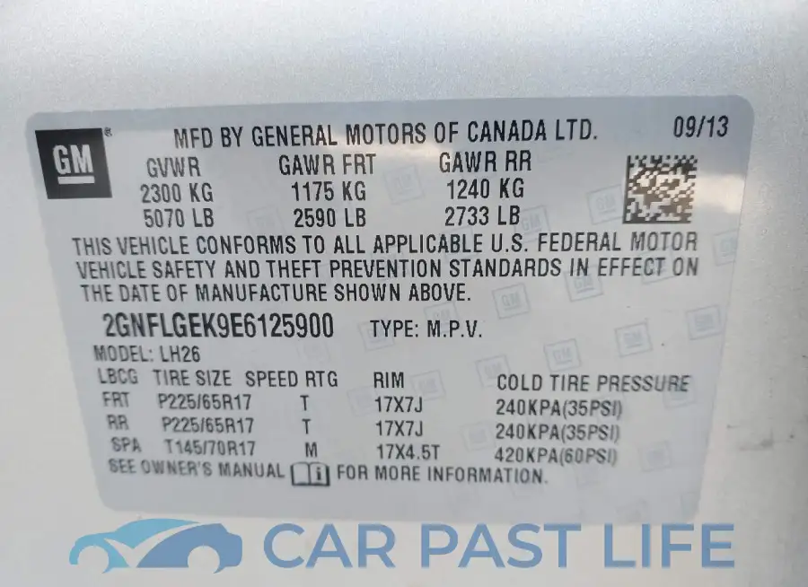 2GNFLGEK9E6125900# 9