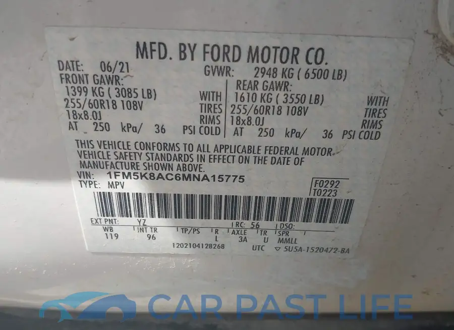 1FM5K8AC6MNA15775# 9