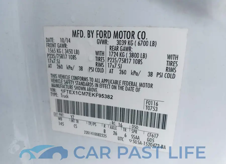 1FTEX1CM7EKF95382# 9