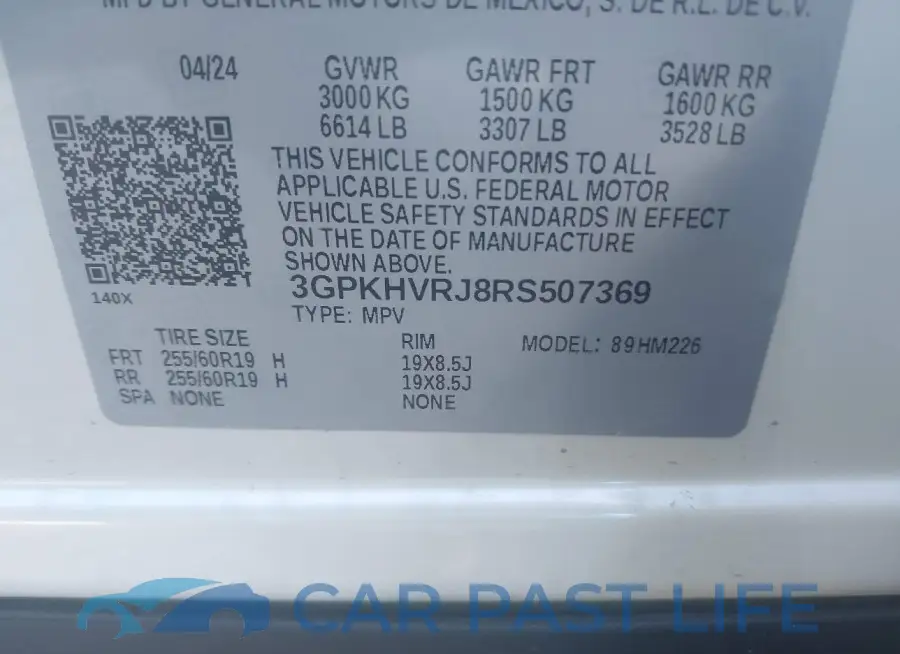 3GPKHVRJ8RS507369# 9