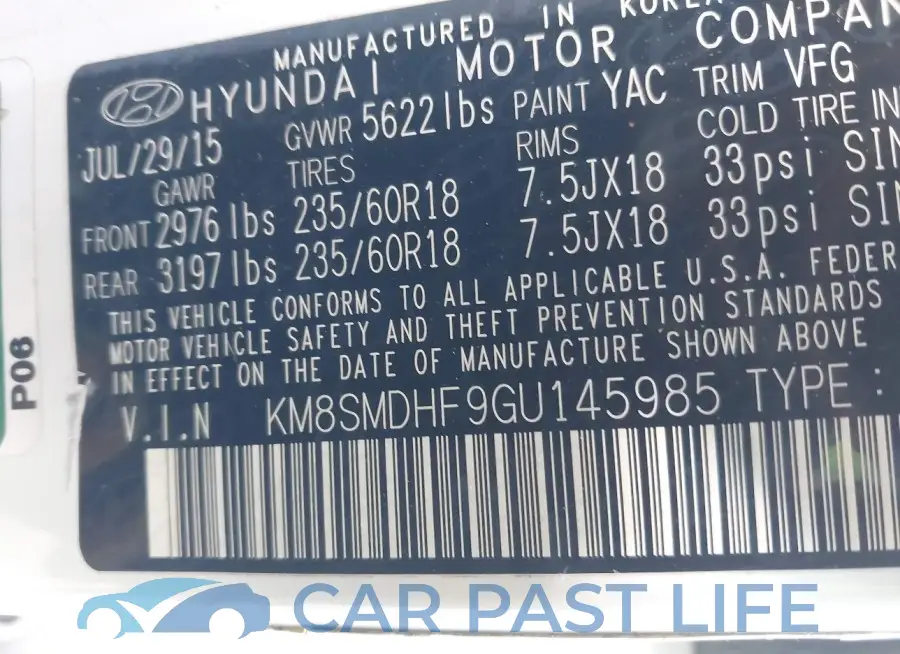 KM8SMDHF9GU145985# 9
