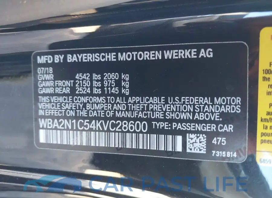 WBA2N1C54KVC28600# 9