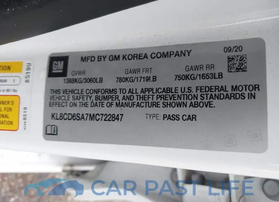 KL8CD6SA7MC722847# 9