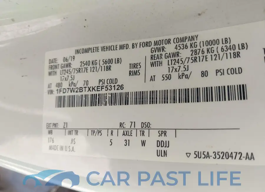 1FD7W2BTXKEF53126# 9
