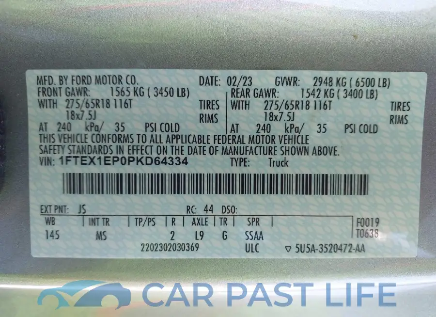 1FTEX1EP0PKD64334# 9