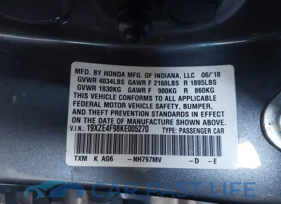 19XZE4F98KE005270# 9