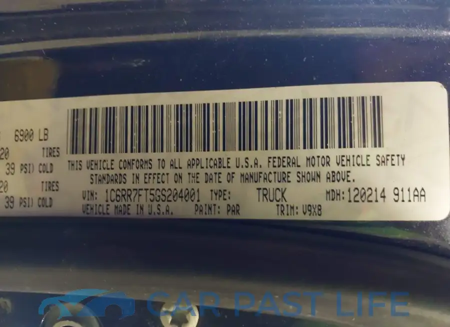1C6RR7FT5GS204001# 9