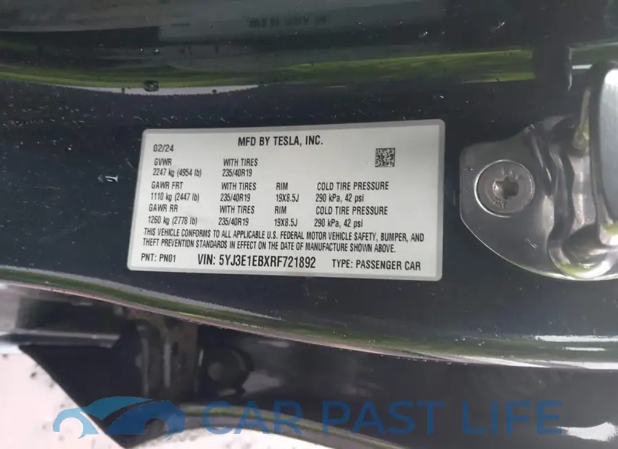 5YJ3E1EBXRF721892# 9