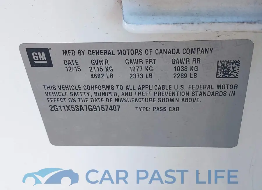 2G11X5SA7G9157407# 9