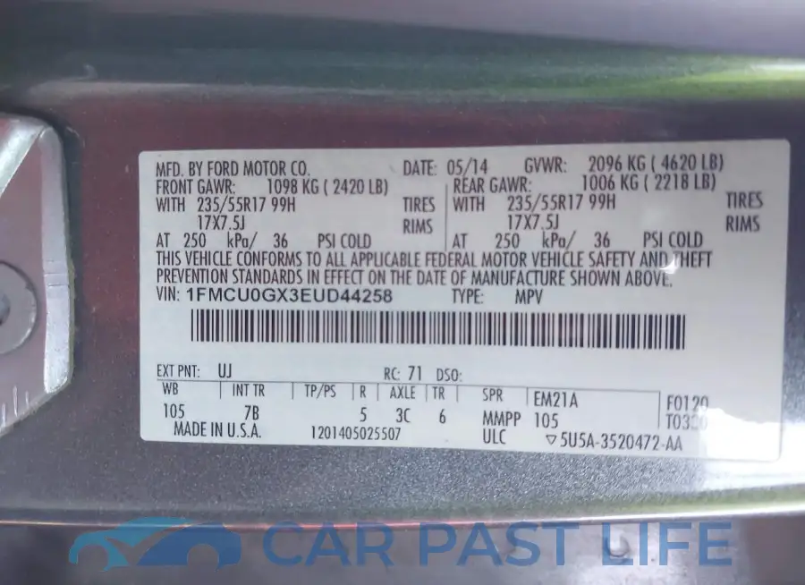 1FMCU0GX3EUD44258# 9