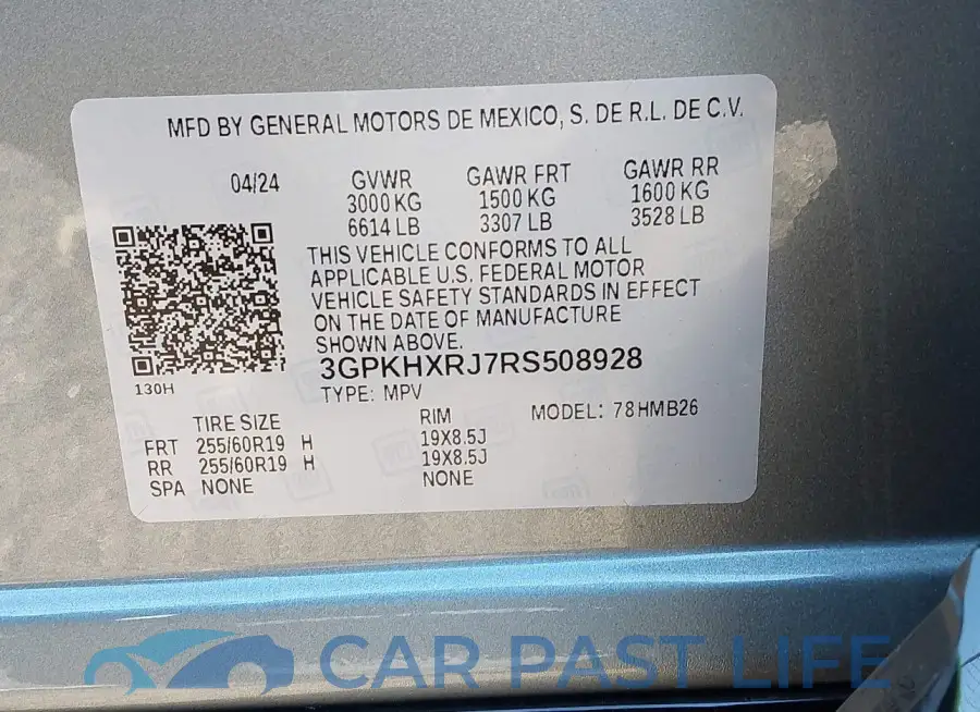 3GPKHXRJ7RS508928# 9