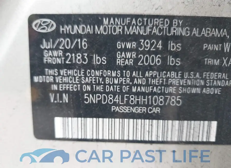 5NPD84LF8HH108785# 9