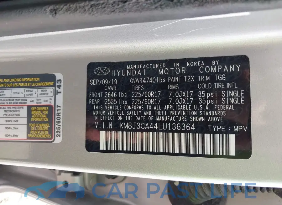 KM8J3CA44LU136364# 9