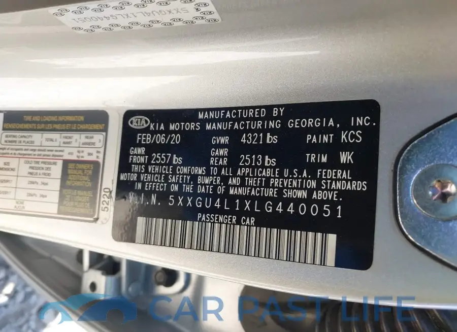 5XXGU4L1XLG440051# 9