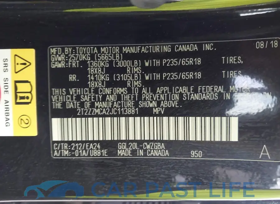 2T2ZZMCA2JC113881# 9