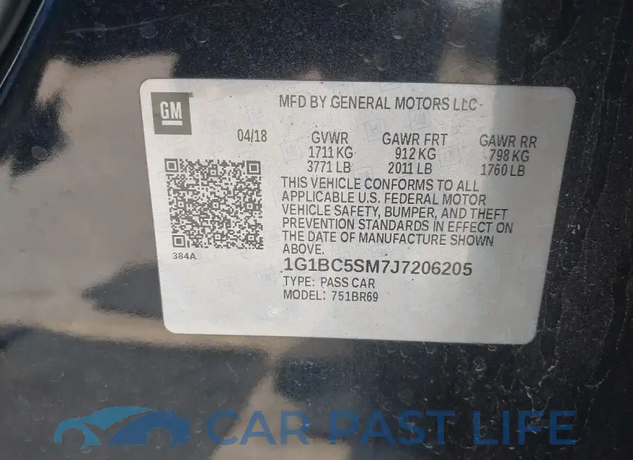 1G1BC5SM7J7206205# 9