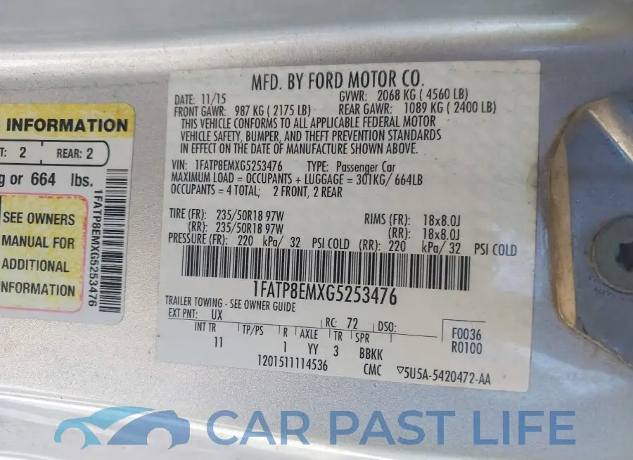 1FATP8EMXG5253476# 9