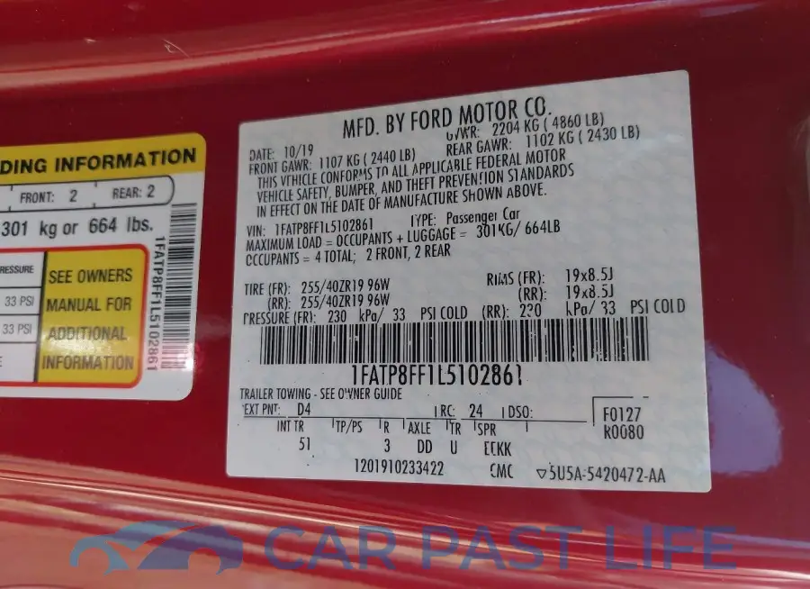 1FATP8FF1L5102861# 9