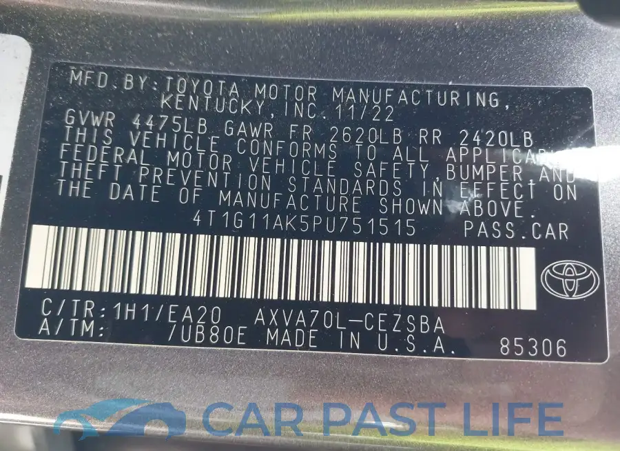4T1G11AK5PU751515# 9