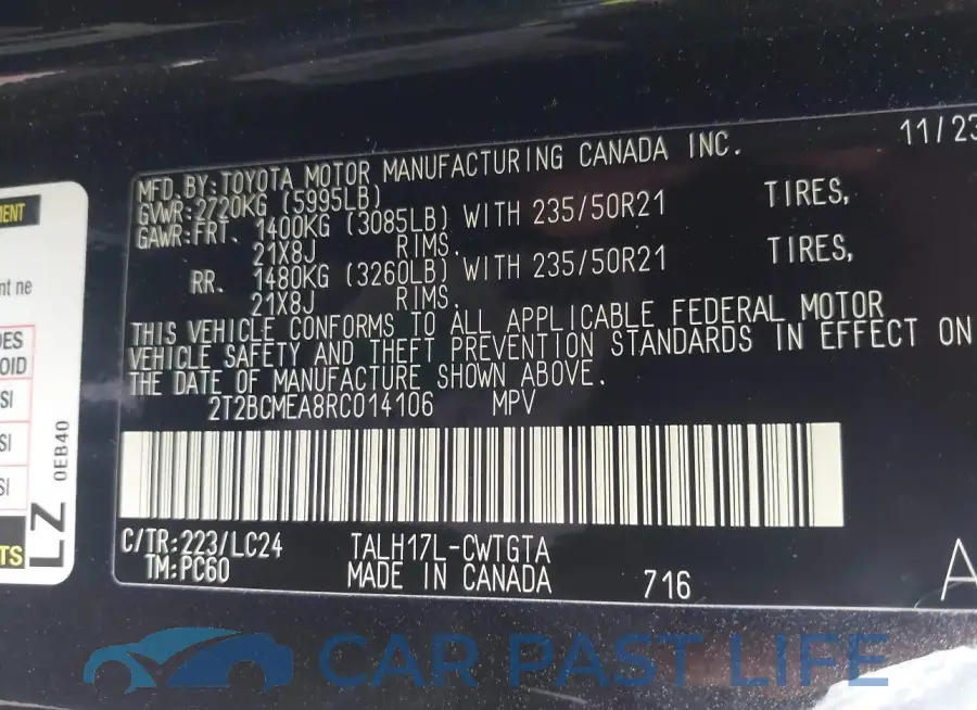 2T2BCMEA8RC014106# 9