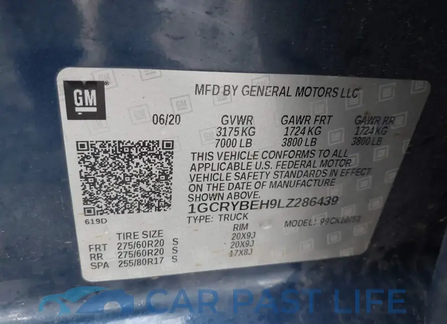 1GCRYBEH9LZ286439# 9