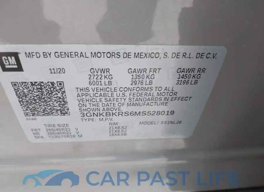 3GNKBKRS6MS528019# 9