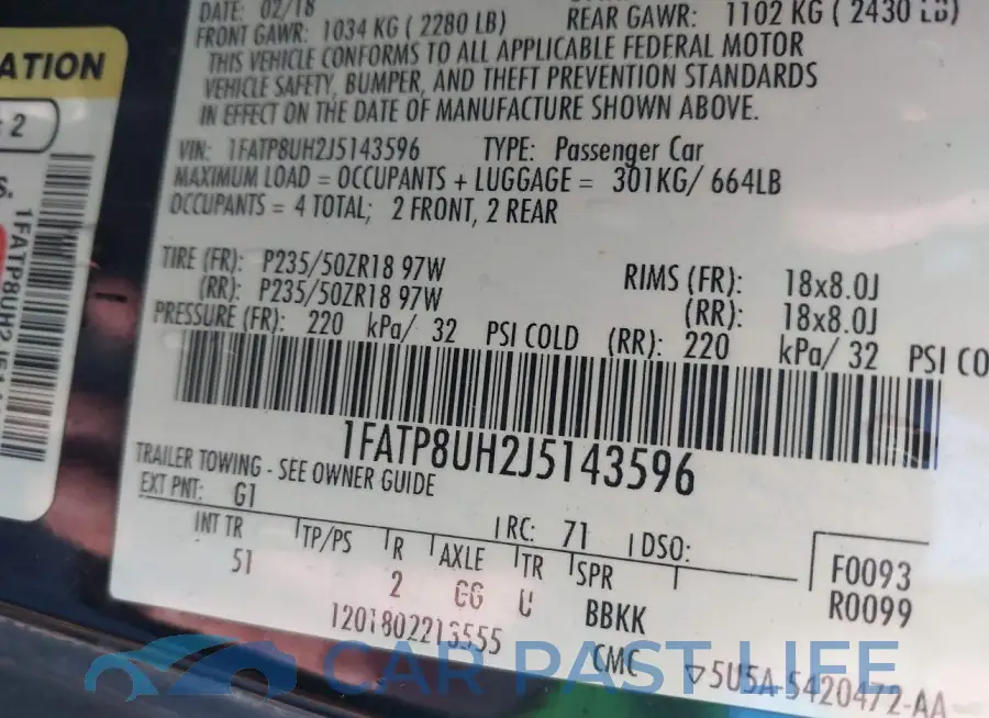 1FATP8UH2J5143596# 9