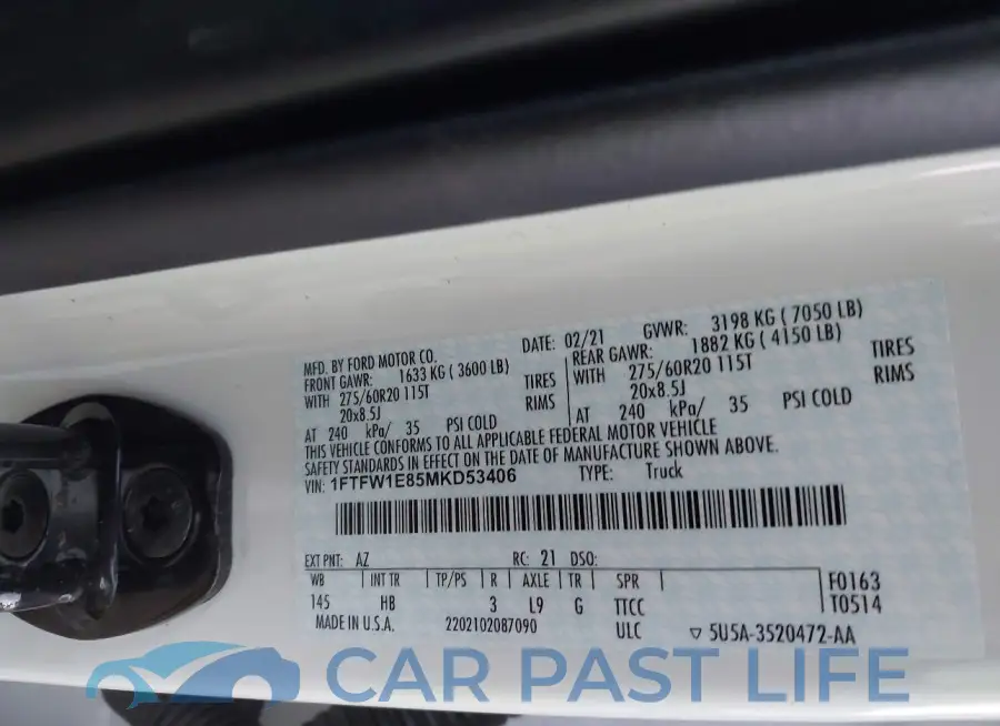 1FTFW1E85MKD53406# 9