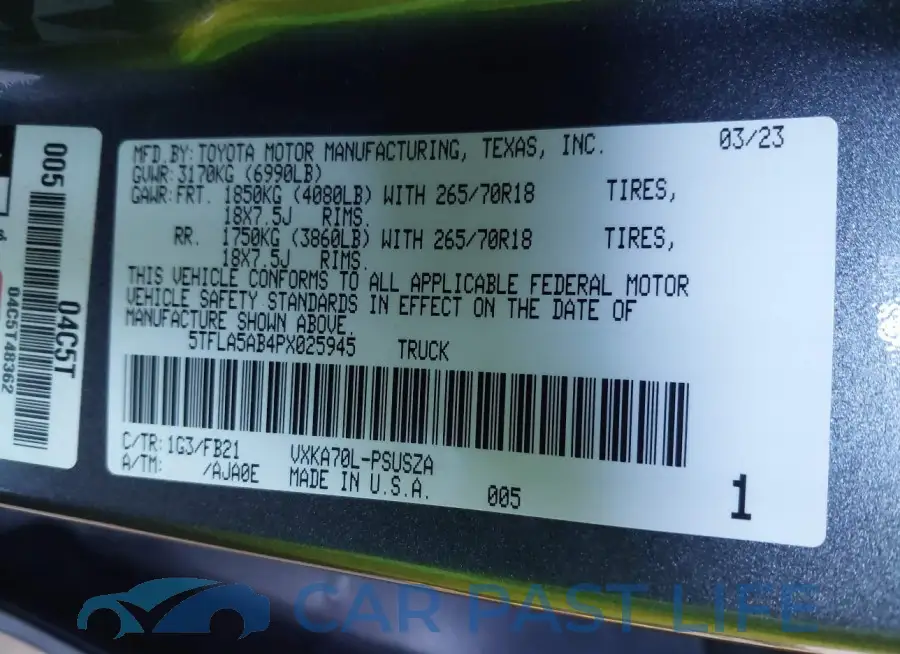 5TFLA5AB4PX025945# 9