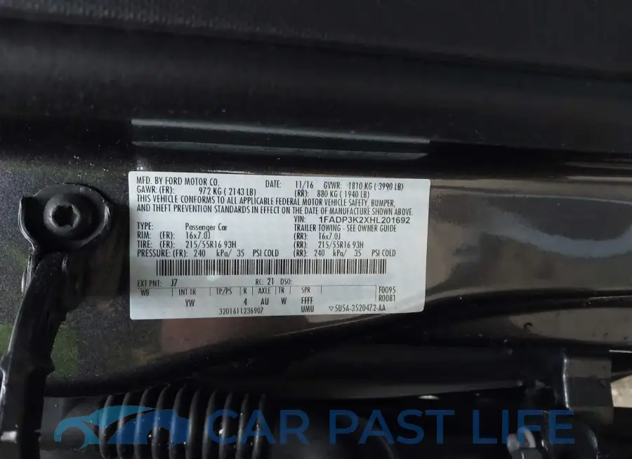 1FADP3K2XHL201692# 9
