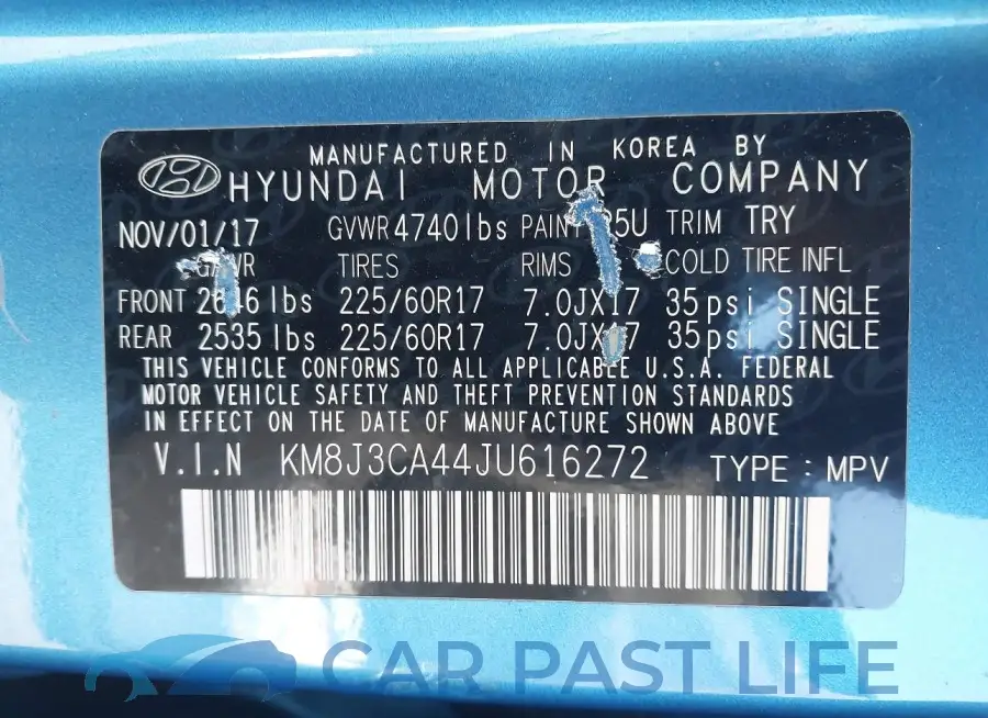 KM8J3CA44JU616272# 9