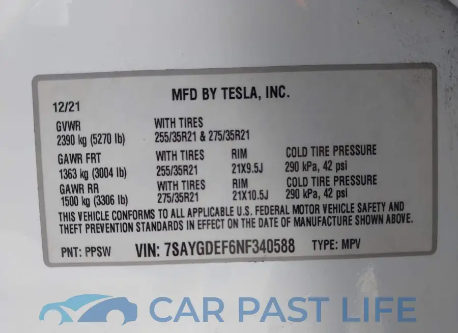 7SAYGDEF6NF340588# 9
