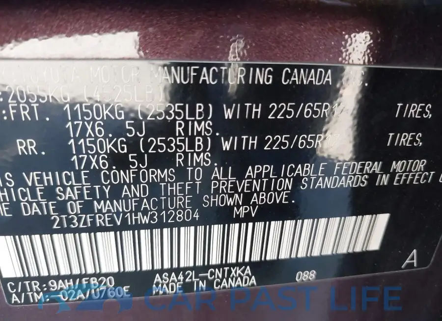 2T3ZFREV1HW312804# 9