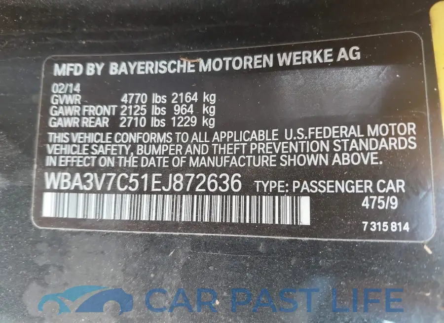 WBA3V7C51EJ872636# 9