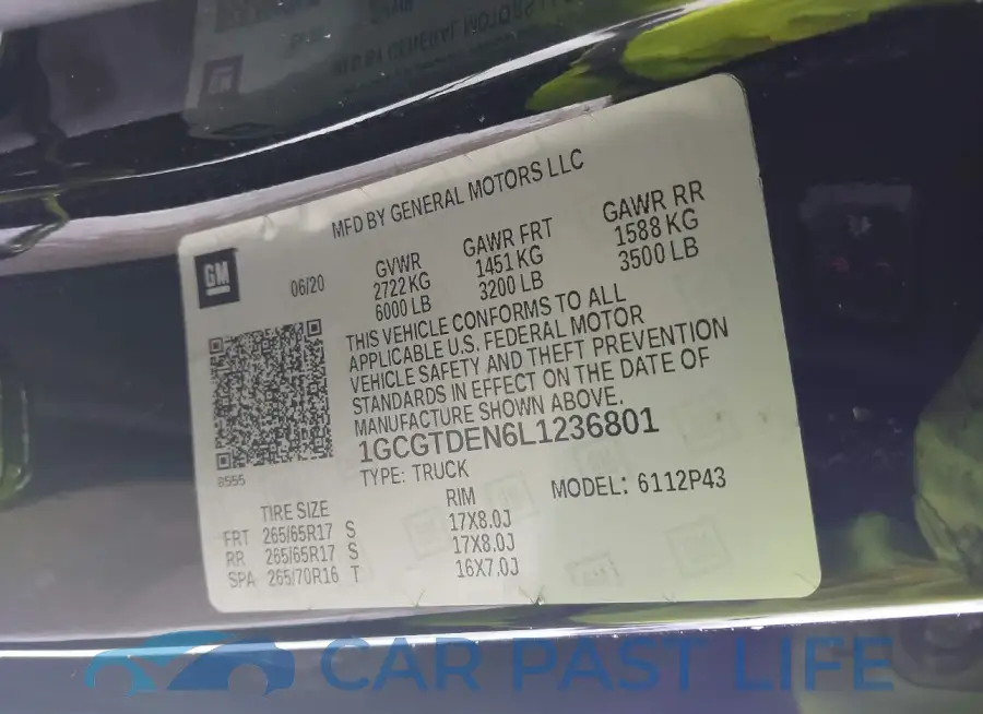 1GCGTDEN6L1236801# 9