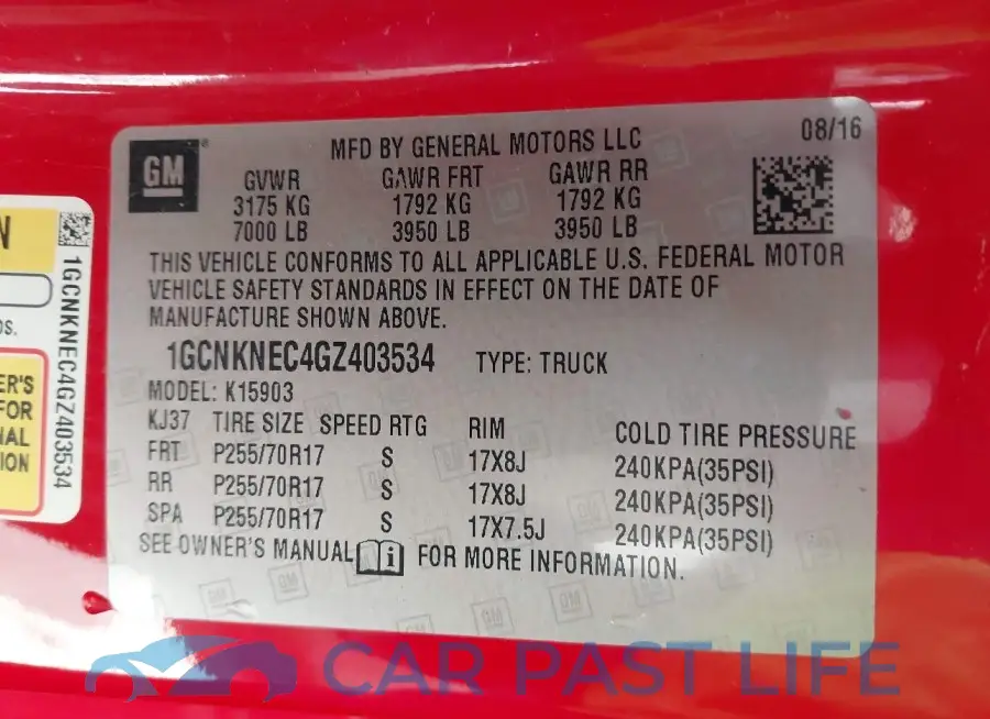 1GCNKNEC4GZ403534# 9