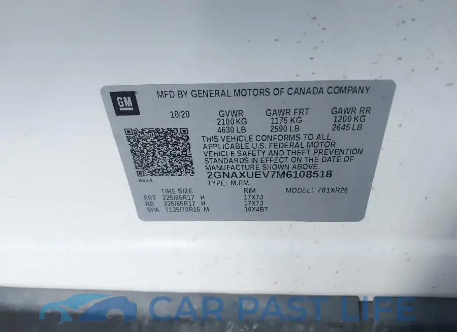 2GNAXUEV7M6108518# 9