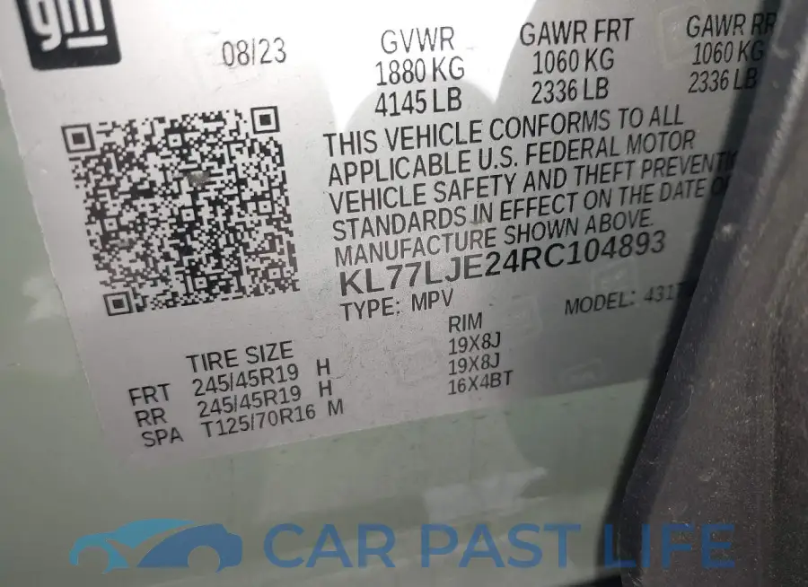 KL77LJE24RC104893# 9
