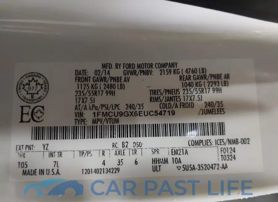 1FMCU9GX6EUC54719# 9