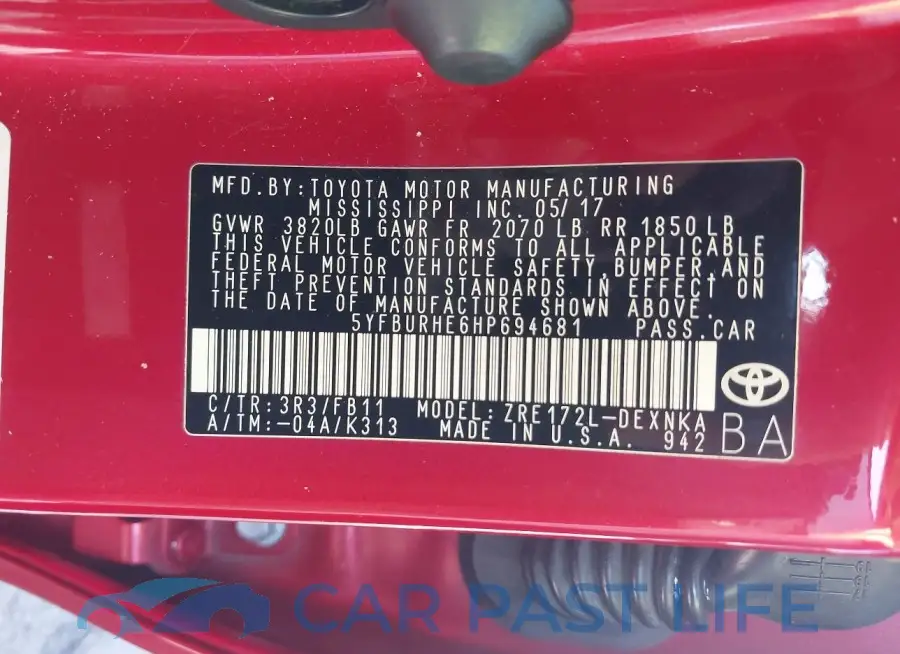 5YFBURHE6HP694681# 9