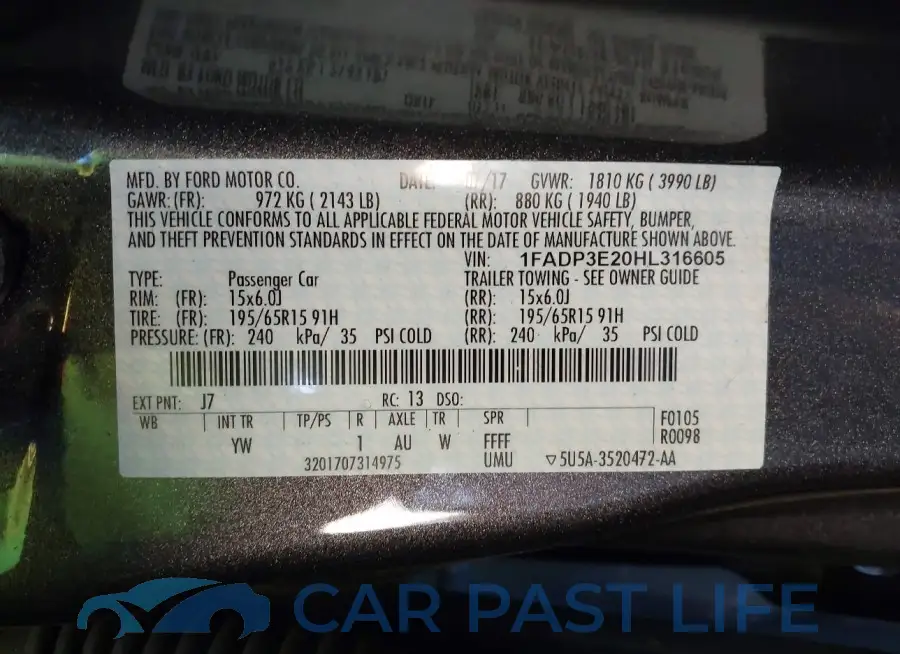 1FADP3E20HL316605# 9